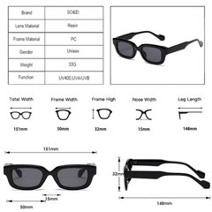 Small Rectangle Sunglasses Candy Color UV400 Square Frame Casual Travel Wear