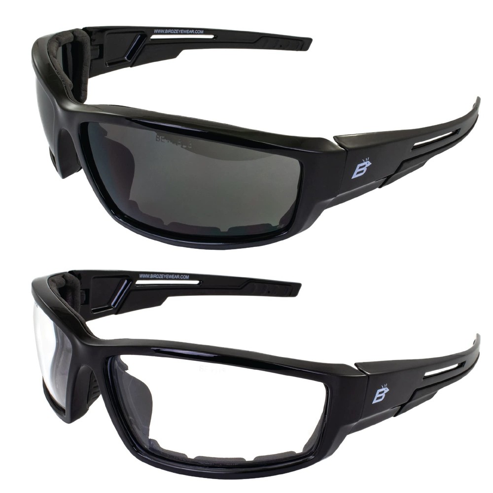 2 Pairs of Birdz Eyewear Swoop Anti-Fog Padded Motorcycle Sunglasses Black Frame