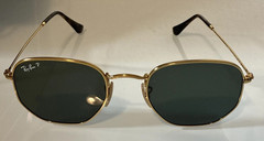NEW Ray-Ban RB3548N 001/58 Arista Gold HEXAGONAL Polarized Green Sunglasses 51mm