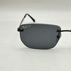 Ray Ban Mens Rimless Irregular Thin Metal Polarized Sunglasses RB3768 Black/Gray