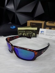 Costa Style Tortoise Tuna Alley Sunglasses Blue Mirrored Polarized Lens Case Box