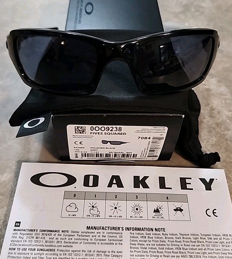 🔥 NEW Authentic Oakley O009238-923804BLACK Fives Squared Sunglasses 54-20 BLACK