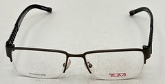 Tumi Mens Stainless Steel Round Eyewear Frame T108 Matte Black 52mm