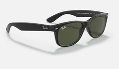 Ray-Ban New Wayfarer Black Rubber/G-15 Green 55 mm Sunglasses RB2132 622 55 -18