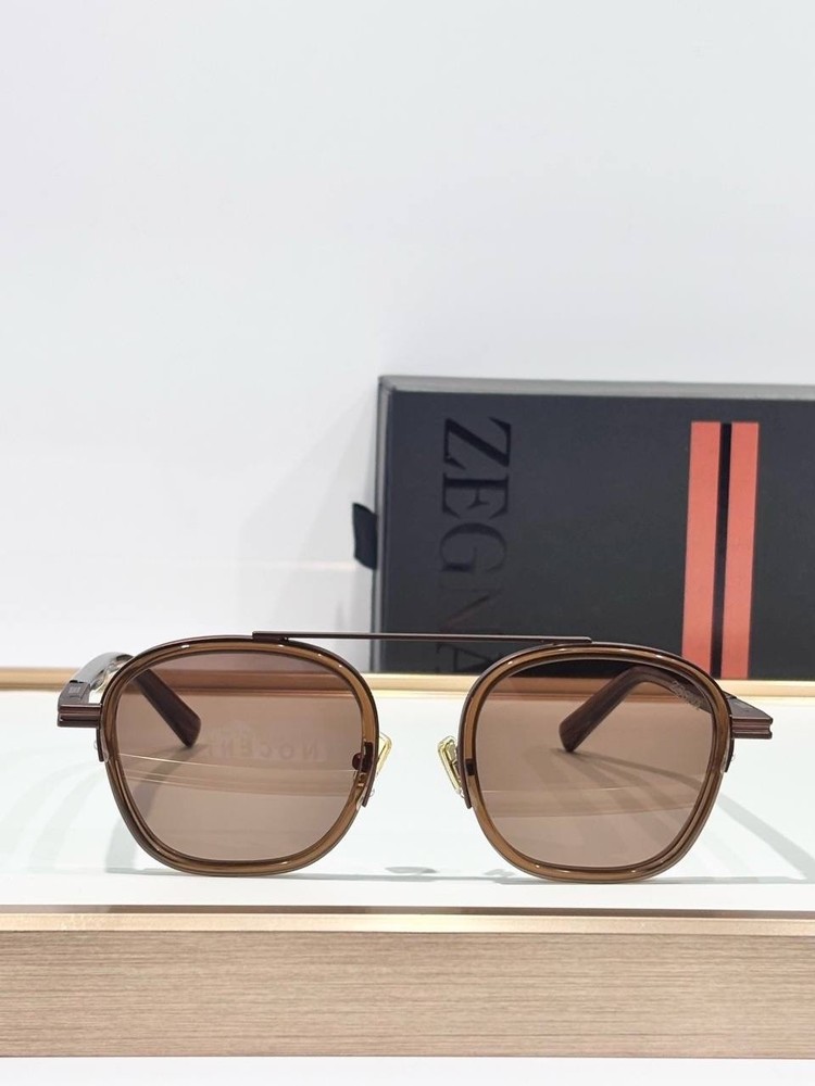 ZEGNA Designer Sunglasses Brown Oversized Square Frame Men’s Luxury