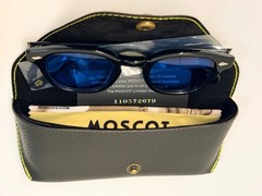 Moscot Lemtosh Black with Custom Made Tints Celebrity Blue Sunglasses 46mm