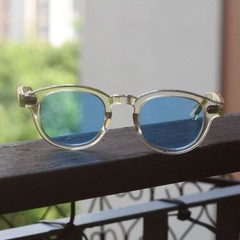 Johnny depp men’s blue sunglasses women’s flesh acetate glasses blue lens UV400