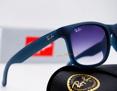 Ray-Ban Justin RB4165 Square Sunglasses Blue Rubber Grey Gradient Unisex 54mm