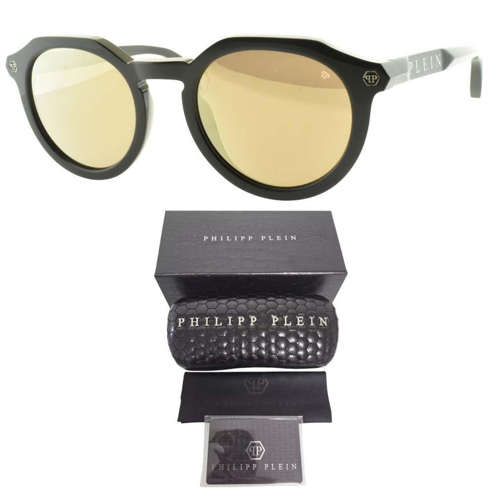 NEW!! PHILIPP PLEIN SPP002 700G 51-22-145 Black Round Full Rim Mens Sunglasses