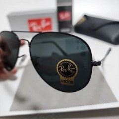 New! Ray-Ban RB3025 Aviator Pilot Sunglasses Black Frame Glass Gray Lens 58-14mm