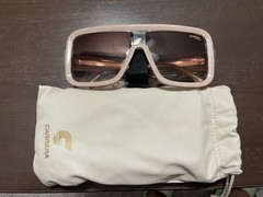Carrera FLAGLAB 14 Shield Sunglasses Beige Plastic Frame Brown Tinted Lens 145