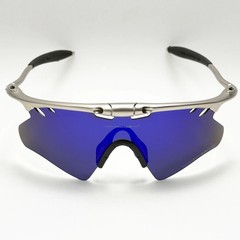 Oakley Mag X-Metal Silver Frame Blue Shield Lens Magnesium Sport Sunglasses