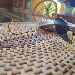 Vintage B&L Ray-Ban Outdoorsman Aviator Sunglasses Gold Green w Case