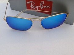 Ray-Ban RB3136 112/17 Caravan Gold Frame Blue Mirror Lenses Sunglasses 58mm