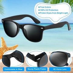NEBURORA 6 Pack Black Sunglasses Bulk Retro Black Shades Party Sunglasses for…
