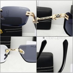 MAYBAC* Rimless Square Sunglasses Brown Gold Gradient Luxury Unisex +Case