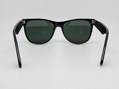 Vintage Gloss Black Frame Green Glass Lens Square Sunglasses China 53-17-134