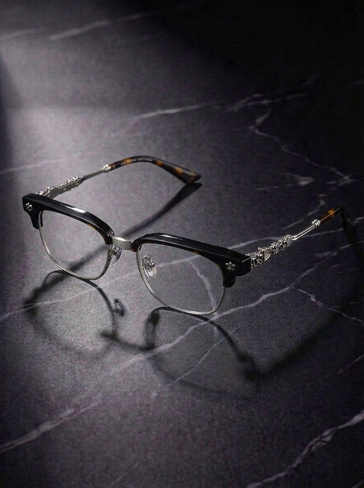 Luxury Gothic Eyeglass Frames Retro Clear Half Rim Cross Men Women Eyewear Glass