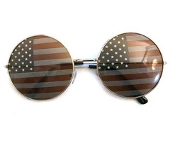 American USA Flag Aviator Circle Lens Sunglasses US Stars Stripes 4th July UVA
