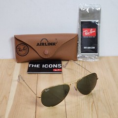 Ray-Ban RB3025 L0205 58-14-135 Large Aviator Sunglasses Green Lens Italy