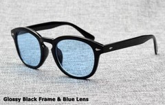 Mens Sunglasses Johnny Depp Robert Downey Tinted Blue Lens Retro Classic Fashion