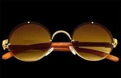 Mens CLASSY Elegant Modern Retro Hip Hop SUN GLASSES Round Gold Frame Honey Lens