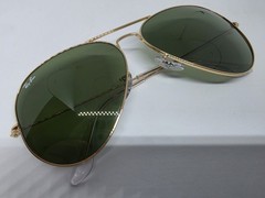 RAY-BAN RB 3025 001 62MM LARGE METAL AVIATOR SUNGLASSES GOLD GREEN AUTHENTIC NEW