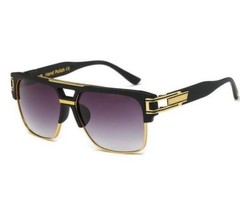 Men Sunglasses Fashion Square Gold Clear Lens Retro Hip Hop Rapper Style Shades