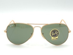 Ray Ban 3025 Matte Gold G15 Green Metal Aviator Sunglasses & Case 58 14
