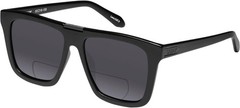 QUAY Name Drop Unisex Square Polarized BI-FOCAL Sunglasses in Gloss Black 55 mm