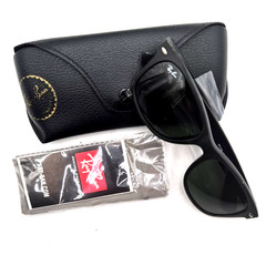 Ray-Ban RB2132 Black Rubber Frame Black Lens New Wayfarer Sunglasses