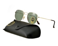 Ray-Ban Sunglasses RB3548N Hexagonal Flat Gold Frame Green Classic Lens 51mm