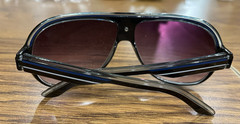 KHAN SUNGLASSES BLACK BLUE STRIPE KN-5109 Hand polished-China NWOT