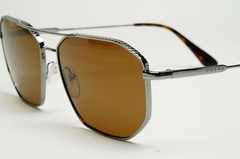 Prada Sunglasses Glass Lens Gunmetal Brown SPR 64X PR64XS 5AV-01D