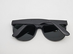 Vintage Gloss Black Frame Green Glass Lens Square Sunglasses China 53-17-134