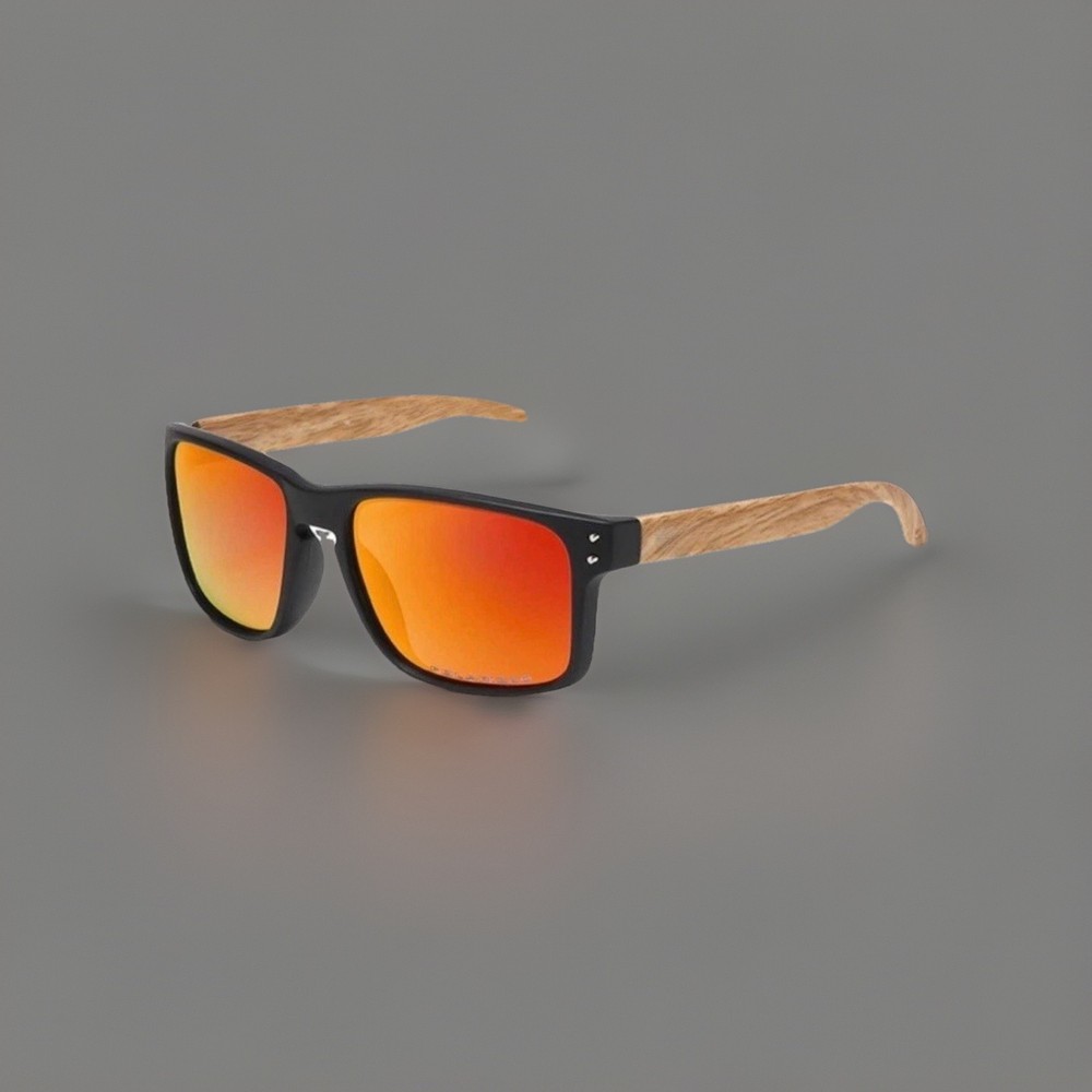 Holbrook Style Matte Black/ Wood Grain Frames Orange Polarized Lenses