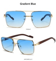 Men’s Metal Sunglasses Square Half Frame Rice Nails Casual Trend Personality