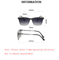 Men 3 in 1 Magnetic Clip On Flip Up TR90 Eyeglasses Square Polarized Sunglasses