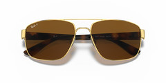 Ray-Ban RB3663 Polished Arista Gold/B-15 Brown Polarized 60 mm Sunglasses