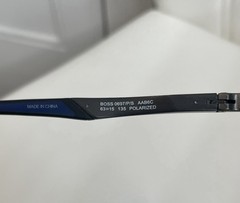 HUGO BOSS BOSS 0697/P/S Polarized Rectangle Sunglasses Black/Gray Metal 135mm