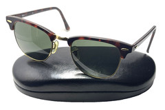 RAY-BAN CLUBMASTER RB 3016 W0366 Brown Tort Gold Metal Plastic Square Sunglasses