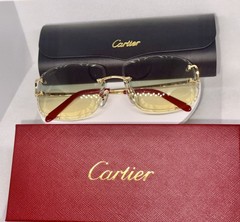 Cartier CT0092O Rimless Sunglasses Gold Big C Custom Diamond Cut Lens