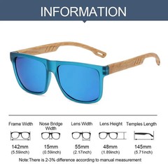Square Sunglasses Wood Grain Frame UV400 Driving Outdoor Retro Style Glasses