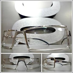 Mens Sophisticated Contemporary Modern Style Clear Lens EYE GLASSES Silver Frame