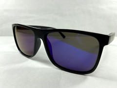 Blue Mirror Lenses Matte Black Frames Square Sunglasses 908P MADE IN CHINA