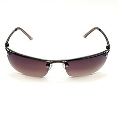 Fashion Rimless Oval Sunglasses Grey Metal Designer Frame Gradient Lens 90’s Y2k
