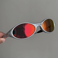 Oakley Eye Jacket Silver Sunglasses with Red Iridium Lens