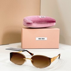 Miu Miu Sunglasses MU 8065 Gold/Brown Lens 61-17-128mm New With Case
