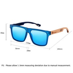 Men Square Polarized Wood Sunglasses Wooden Temple Outdoor Party Shade Glasses