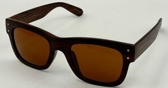 Perry Ellis Mens Sunglass Wood Strip Plastic Square, Solid Brown Lens PE71 2